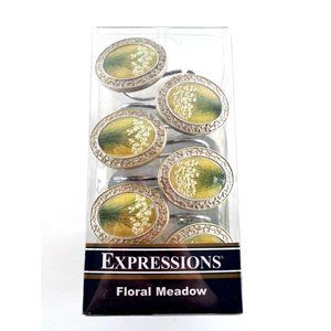 Floral Meadow Shower Hooks NEW Oval Silver Trim Debra Lake Expressions 2008